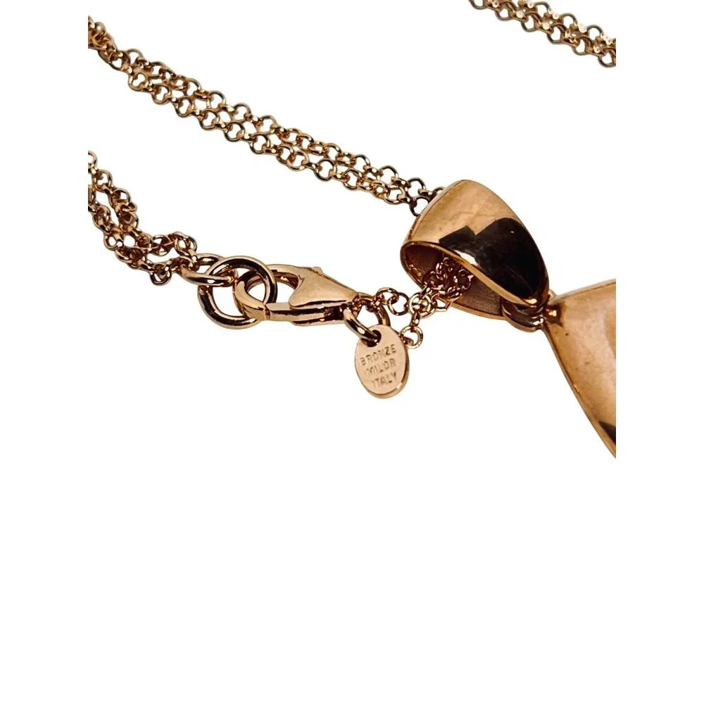 Bronzo Italia Rose Gold Tone Necklace With Druzy Quartz Teardrop Pendant (6291) - Picture 8 of 9